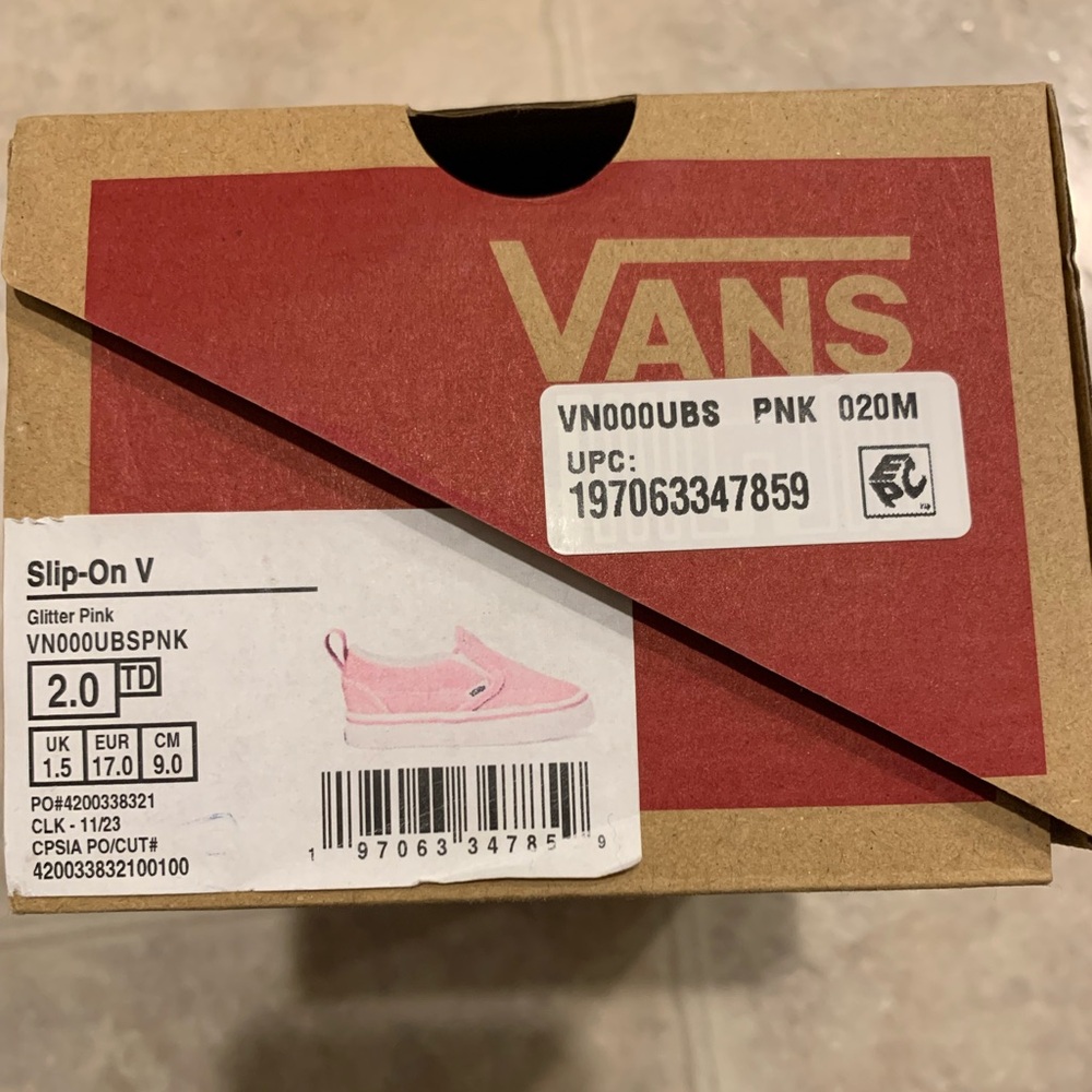 Vans Baby Girl Pink Glitter Slip On Shoes Size 2 NIB! - Picture 5 of 7